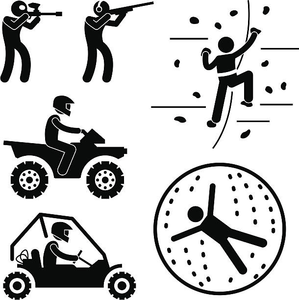 ekstremalnych gra dla ludzi piktogram - motocross leisure activity sport motorcycle racing stock illustrations