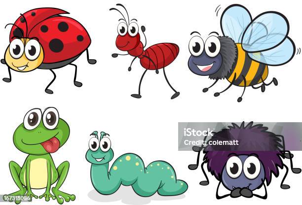 Verschiedene Tiere Stock Vektor Art und mehr Bilder von Ameise - Ameise, Frosch, Spinne