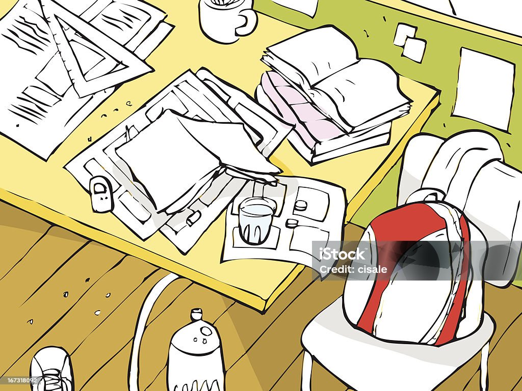 illustration d'un artiste s ou en chambre, bureau de travail, - clipart vectoriel de En désordre libre de droits