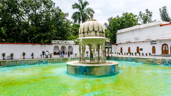 Udaipur, Rajasthan - 20 Sept 2023 - Saheliyon ki Bari is a major garden and a popular tourist space in Udaipur in the Indian state of Rajasthan