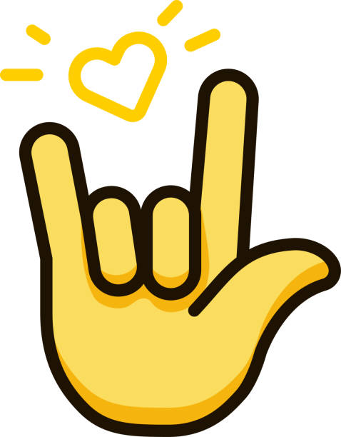 liebeshandzeichen-icon-emoji-aufkleber - i love you stock-grafiken, -clipart, -cartoons und -symbole