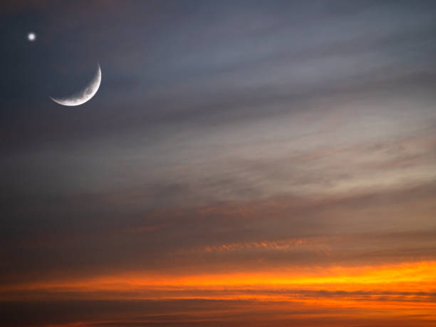 istock Ramadan Sky Moon Star Islam Sunset Background, Gold Orange Blue Dark Galaxy Cloud Lanscape Dua Evening, Night Crescent Moon Arabian Kareem Mubarak Ramazan, Happy New Hijri Year Islamic Arab 1673186846