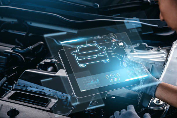 istock Mechanic using tablet checking up on car engines parts for fixing and repair. 1673187013