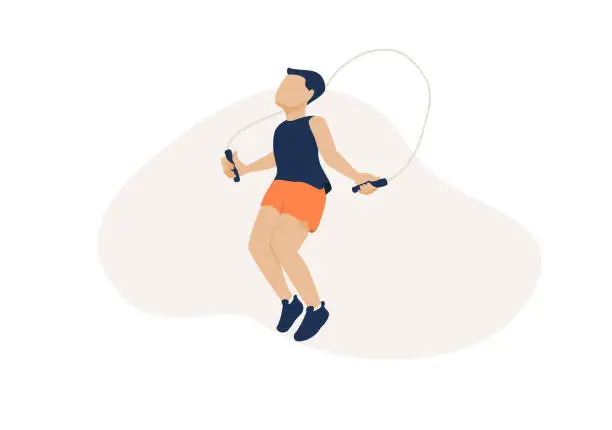 Vector illustration of man jumping with skipping rope