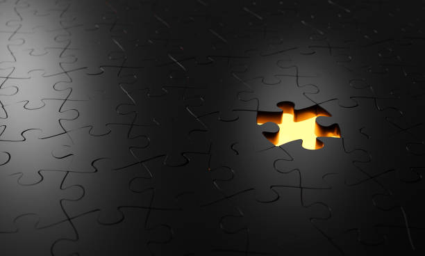Business concept.outstanding gold jigsaw on black. Leader, Unique, Think different, standing out from the crowd concept
