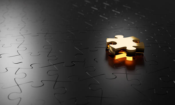 istock Business concept.outstanding gold jigsaw on black. Leader, Unique, Think different, standing out from the crowd concept 1673189942