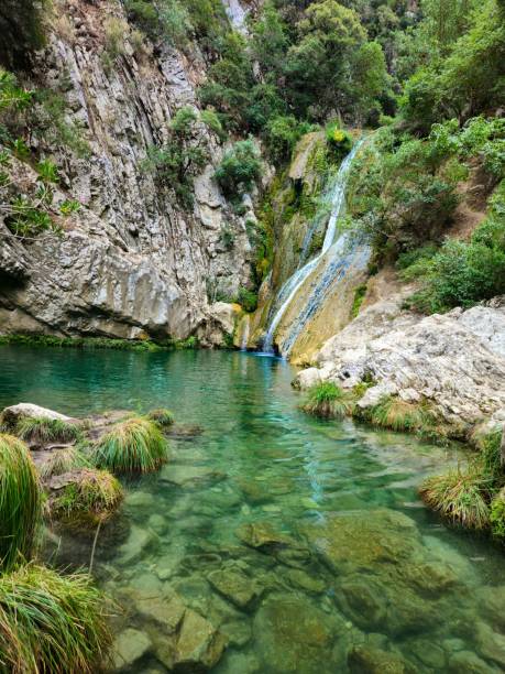 istock Majestic waterfall, creating a picturesque scene in the lush forest 1673194765