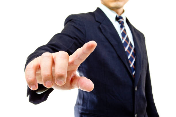 istock Portrait businessman with touch icon concept 167320108