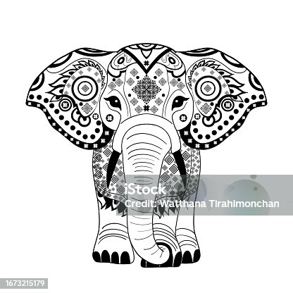istock Thai elephant Authentic Thai Fabric Patterns, Oriental ethnic seamless pattern 1673215179