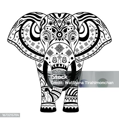 istock Thai elephant Authentic Thai Fabric Patterns, Oriental ethnic seamless pattern 1673215704
