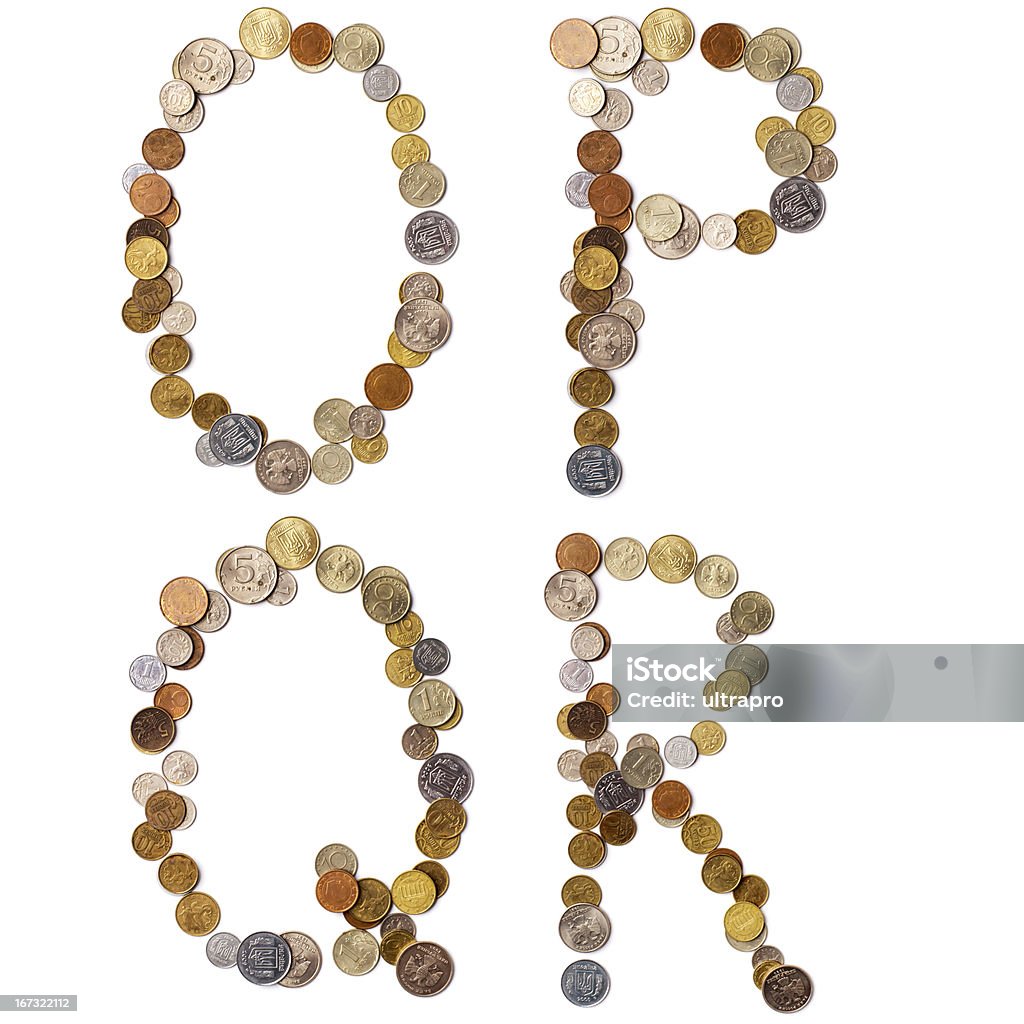 O-P-Q-R Alfabeto letras das moedas - Royalty-free Alfabeto Foto de stock