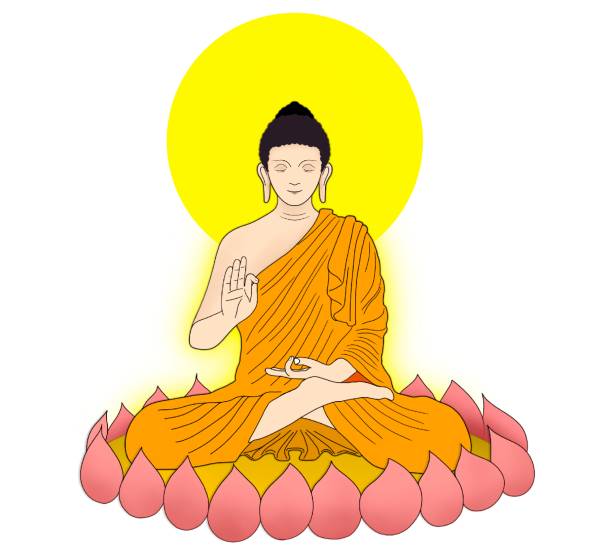 仏陀は瞑想し、僧侶は瞑想する - monk meditating thailand bangkok点のイラスト素材／クリップアート素材／マンガ素材／アイコン素材