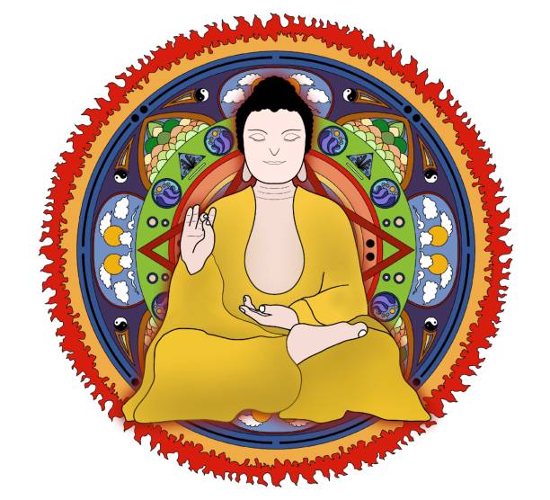 仏陀は瞑想し、僧侶は瞑想する - monk meditating thailand bangkok点のイラスト素材／クリップアート素材／マンガ素材／アイコン素材