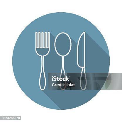 istock Cutlery icon, knife fork spoon sign. Flat design, vector illustration. 1673266678