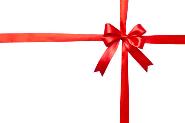 istock Red ribbon bow isolated on white background. empty space for design 1673351928