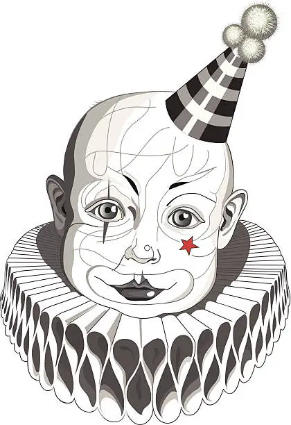 Vector illustration of Sad Baby Clown