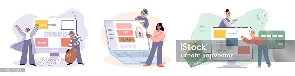 Visualitation Hacking Work Hacker Activity Big Set Hacking Computer Phishing Account Cyber Attack ...