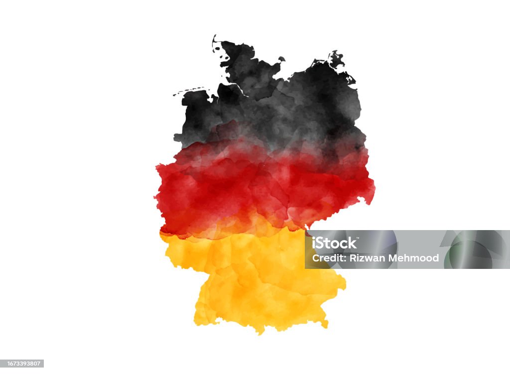 Red Germany Map Watercolor Map Of Germany Black Red Gold German Map Stock Illustration ...