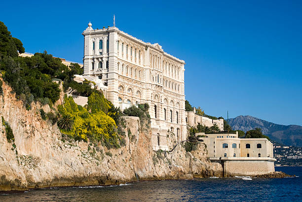 Oceanographic Institute in Monaco Side of Oceanographic Institute in Principality of Monaco monaco stock pictures, royalty-free photos & images