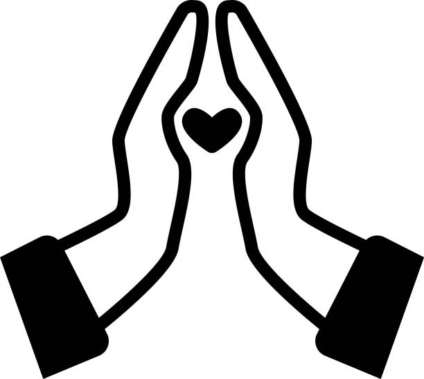 Thank you icon, prayer, meditation, or a gesture of respect and gratitude Thank you icon, prayer, meditation, or a gesture of respect anjali mudra stock illustrations