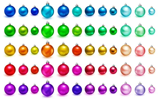 Vector illustration of Set of colored Christmas balls