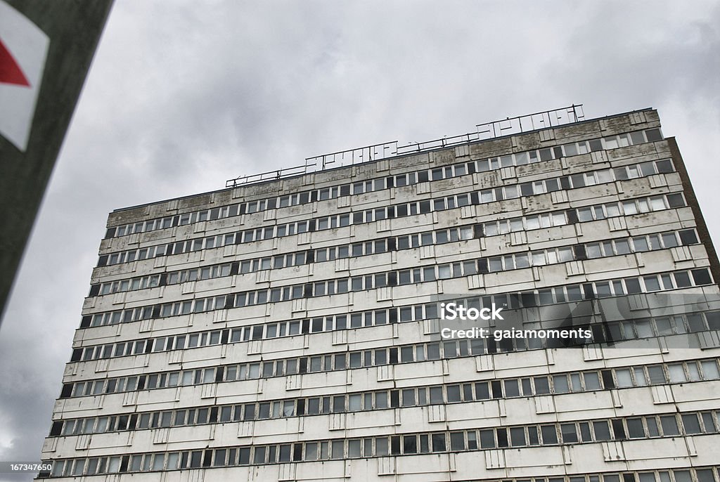 Abandoned East Berlin building Old and abandoned apartment building dating back to the days of DDR - Deutsche Demokratische Republik - in English GDR - The German Democratic Republic. Location: East Berlin, along Karl-Marx-Allee, Berlin, Germany. Plattenbau Stock Photo