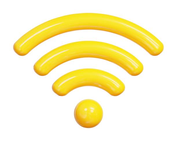 istock 3d realistic yellow Wifi  icon yellow color. Cartoon minimal style. Online communication concept. Stock vector illustration. 1673488070