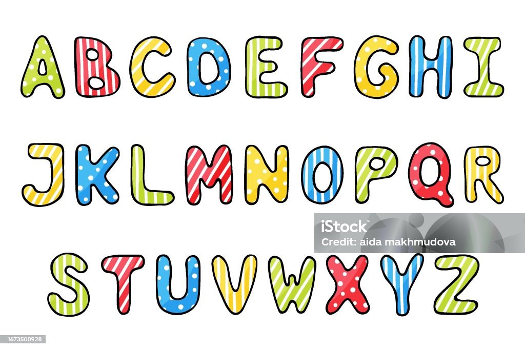 Alphabet Line Colorful Childrens Colorful Alphabet On A White Background Stock Illustration ...