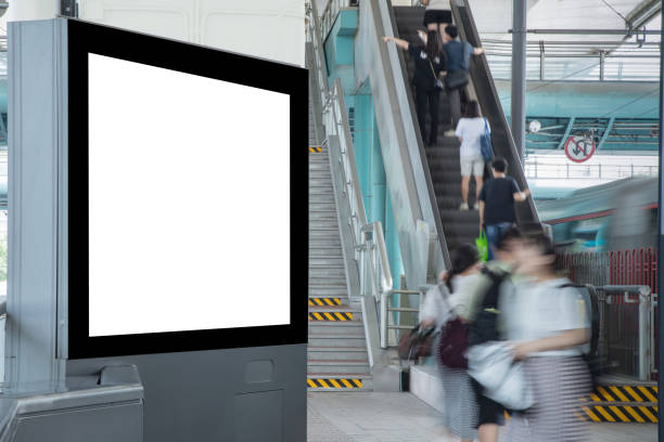 istock Blank billboards next to escalators in subway stations 1673505109