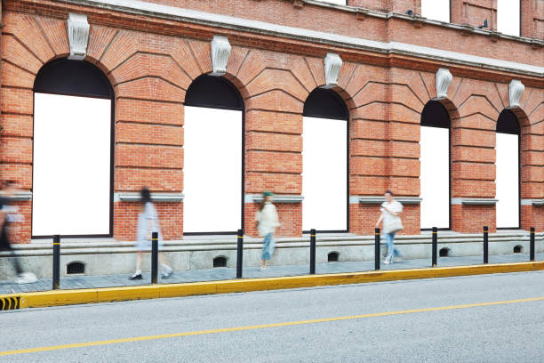 Blank billboards in modern urban centers
