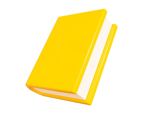 3d yellow book icon. Cartoon style. Stock vector illustration.