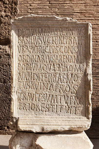 Ancient roman epigraph. stock photo