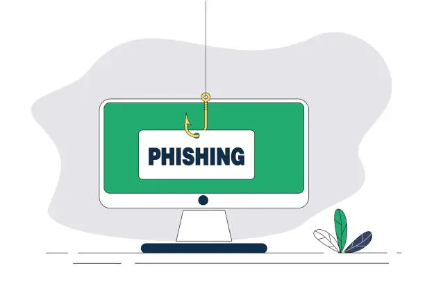 Vector illustration of Phishing, computer.