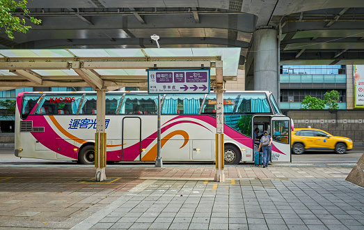 Taipei, Taiwan - September 05, 2023 : Taipei Bus Terminal Stop