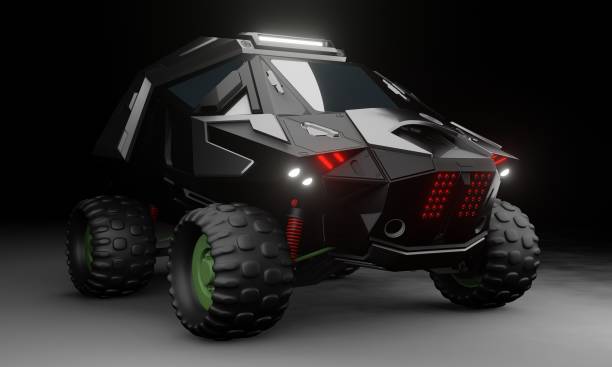 istock Glossy black sci-fi truck SUV 1673577855