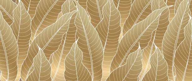 istock Golden luxury botanical background with banana leaves. Tropical background for decor, wallpapers, covers and presentations, social media posts. 1673592307