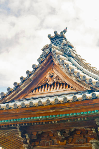 istock Pigeon resting on a rooftop of Japanese architecture 1673596026