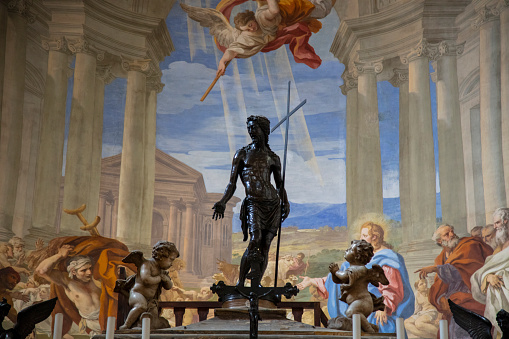 florence statue in piazza della signoria, the italian florentine renaissance: the perseus of cellini