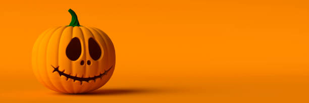Pumpkin on an orange background 3d render