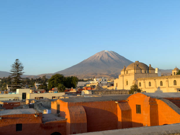 istock Misti Volcano at sunset, Arequipa, Peru, South America 1673612236