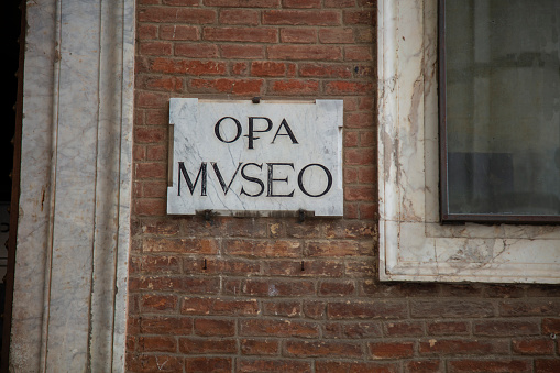 street sign in the streets of historic siena, Tuscany, Italy