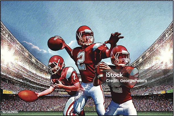 Quarterback Futebol Americano - Arte vetorial de stock e mais imagens de Futebol Americano - Futebol Americano, Bola de futebol americano - Bola, Jogador de Futebol Americano