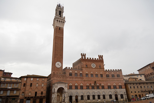 Piazza del Campo and the Mangia Tower, Siena, Tuscany, Italy