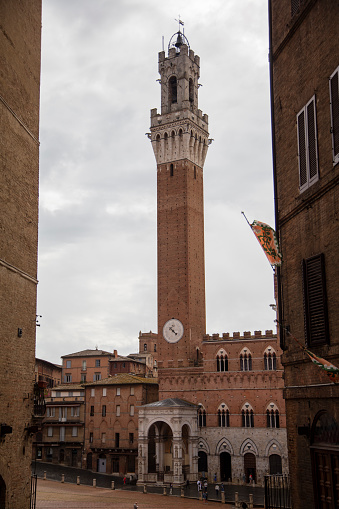 Piazza del Campo and the Mangia Tower, Siena, Tuscany, Italy