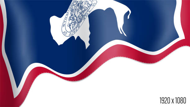 American state of Wyoming realistic founding day background. USA state of Wyoming banner in motion waving, fluttering in wind. Festive patriotic HD format template for independence day American state of Wyoming realistic founding day background. USA state of Wyoming banner in motion waving, fluttering in wind. Festive patriotic HD format template for independence day casper wyoming stock illustrations