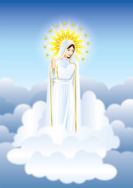 illustrations, cliparts, dessins animés et icônes de affiche notre-dame de fátima sainte marie mère - devotee