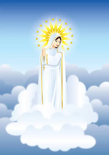Vector illustration of Poster Our Lady of Fátima Holy Mary Mother