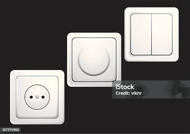 Prises Électriques Et Interrupteurs Abaissés Vecteurs libres de droits et plus d'images vectorielles de Alimentation électrique - Alimentation électrique, Ameublement, Blanc