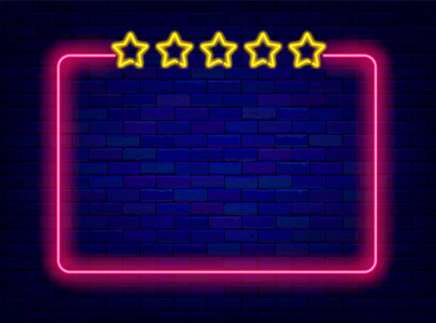 istock Birthday celebration neon banner. Five stars hotel. Winning concept. Minimal frame. Vector stock illustration 1673772137