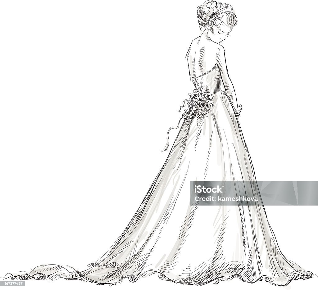 Noiva. Jovem linda em um Vestido de Noiva. - Royalty-free Fluir arte vetorial